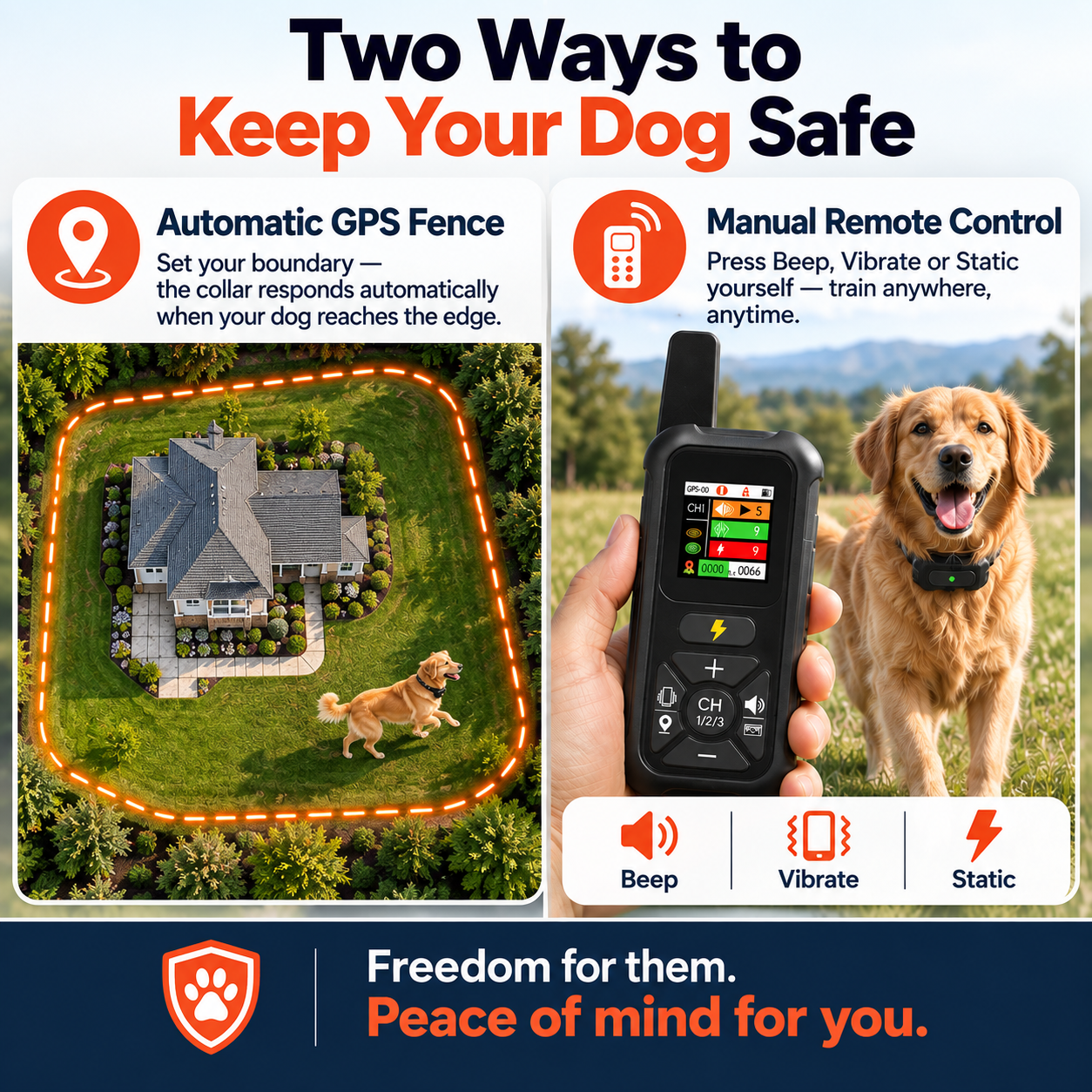 GPS Wireless Dog Fence & Training Collar